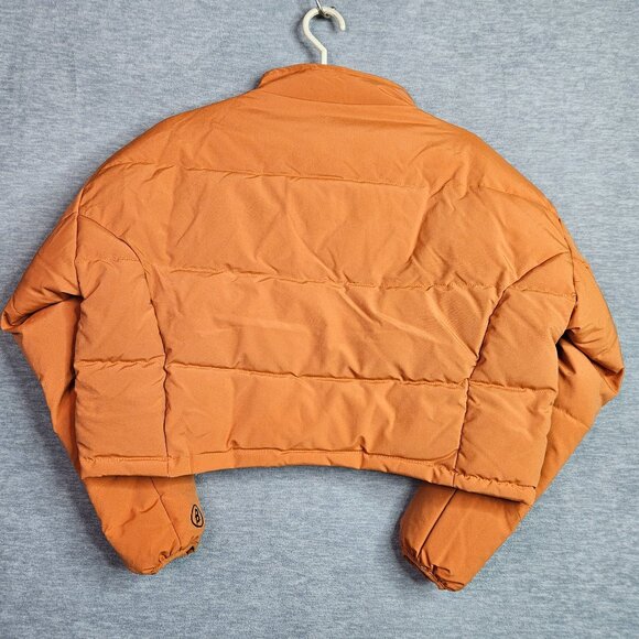 Body By Raven Tracy Camp puffer Burnt Orange Cropped Jacket Pullover Size S - Picture 3 of 10
